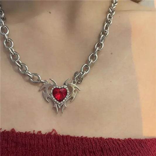 Red Crystal Pendant Necklace AylulJewelry